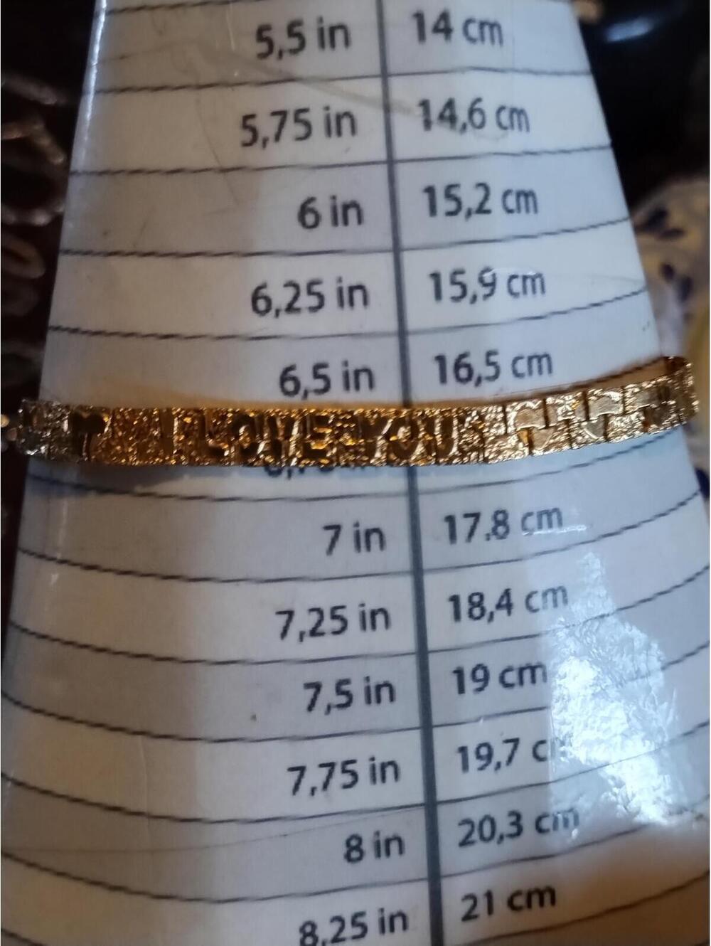 Gold tone I love you‎ nugget bracelet 6.75 inces